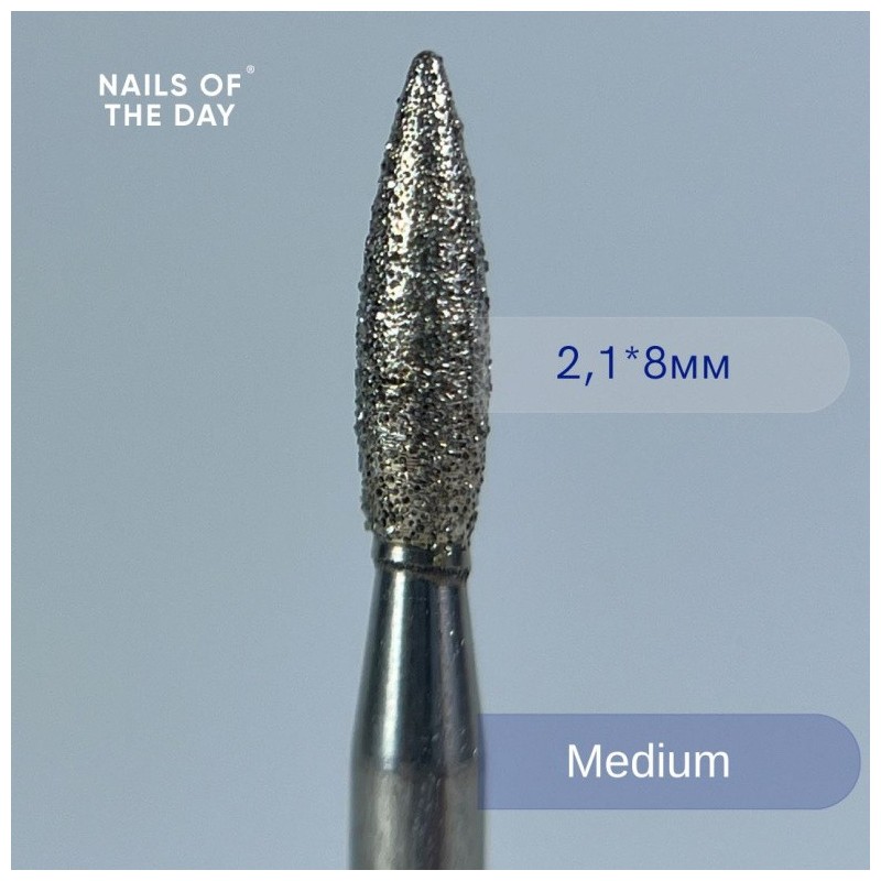 NAILSOFTHEDAY Frez płomyk - niebieski diamentowy frez, 2,3 x 10 mm.