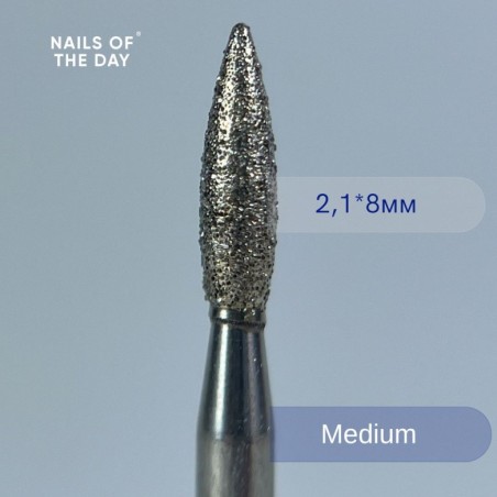 NAILSOFTHEDAY Frez płomyk - niebieski diamentowy frez, 2,3 x 10 mm.